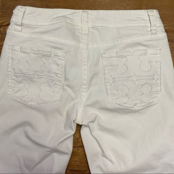 Tory Burch White Cropped Jean Women Size 25 - Picture 3 of 10